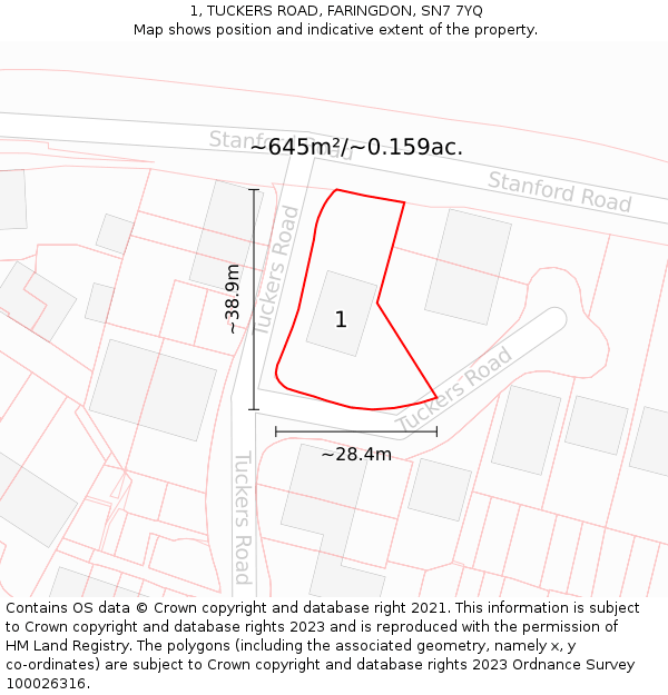 1, TUCKERS ROAD, FARINGDON, SN7 7YQ: Plot and title map