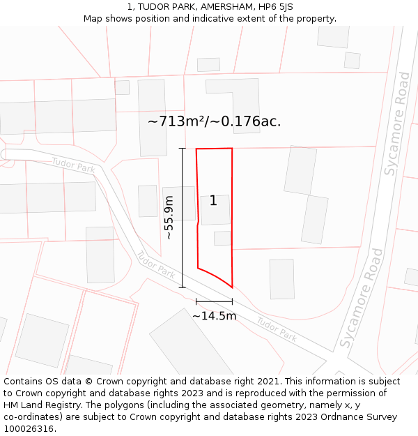 1, TUDOR PARK, AMERSHAM, HP6 5JS: Plot and title map