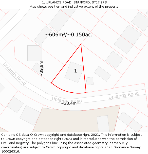 1, UPLANDS ROAD, STAFFORD, ST17 9PS: Plot and title map
