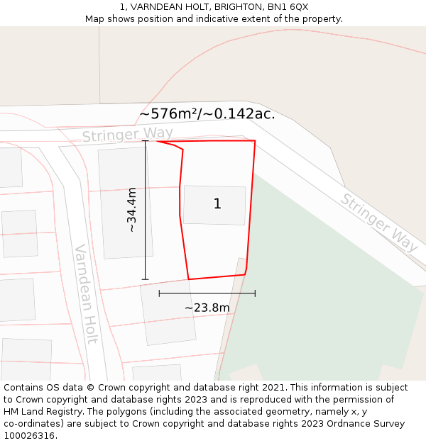 1, VARNDEAN HOLT, BRIGHTON, BN1 6QX: Plot and title map