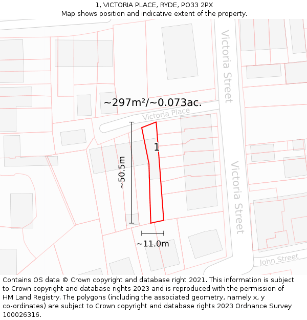 1, VICTORIA PLACE, RYDE, PO33 2PX: Plot and title map