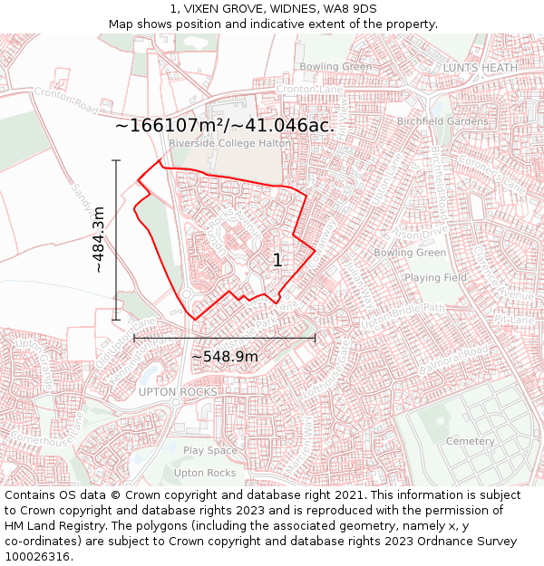 1, VIXEN GROVE, WIDNES, WA8 9DS: Plot and title map