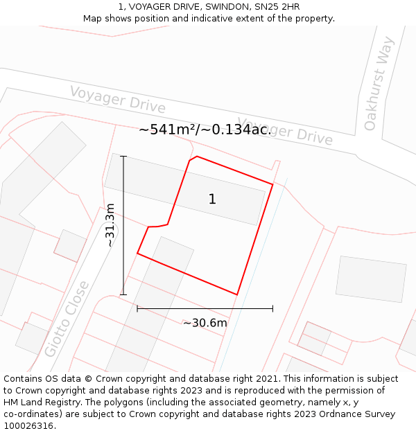 1, VOYAGER DRIVE, SWINDON, SN25 2HR: Plot and title map