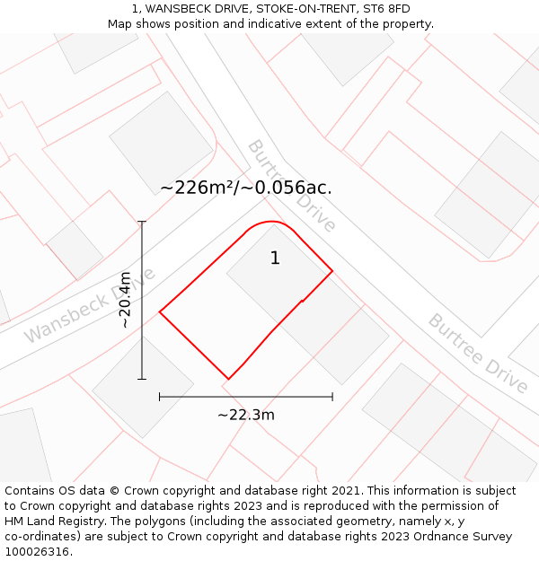 1, WANSBECK DRIVE, STOKE-ON-TRENT, ST6 8FD: Plot and title map