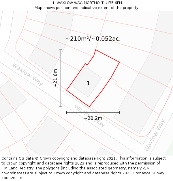 1, WAXLOW WAY, NORTHOLT, UB5 6FH: Plot and title map