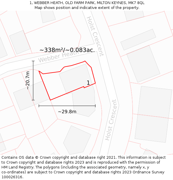 1, WEBBER HEATH, OLD FARM PARK, MILTON KEYNES, MK7 8QL: Plot and title map