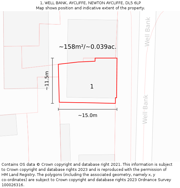 1, WELL BANK, AYCLIFFE, NEWTON AYCLIFFE, DL5 6LP: Plot and title map