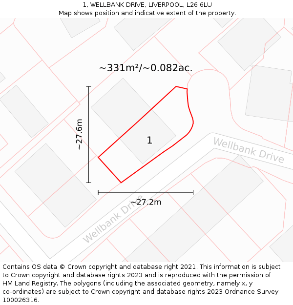 1, WELLBANK DRIVE, LIVERPOOL, L26 6LU: Plot and title map