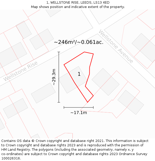 1, WELLSTONE RISE, LEEDS, LS13 4ED: Plot and title map
