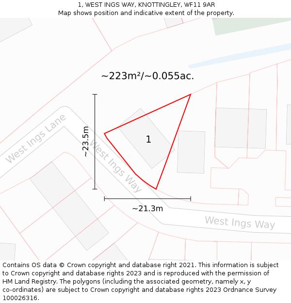 1, WEST INGS WAY, KNOTTINGLEY, WF11 9AR: Plot and title map