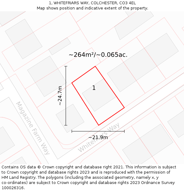 1, WHITEFRIARS WAY, COLCHESTER, CO3 4EL: Plot and title map