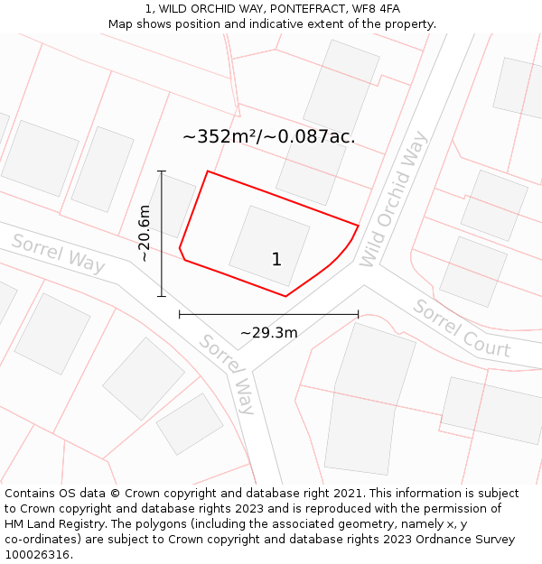 1, WILD ORCHID WAY, PONTEFRACT, WF8 4FA: Plot and title map