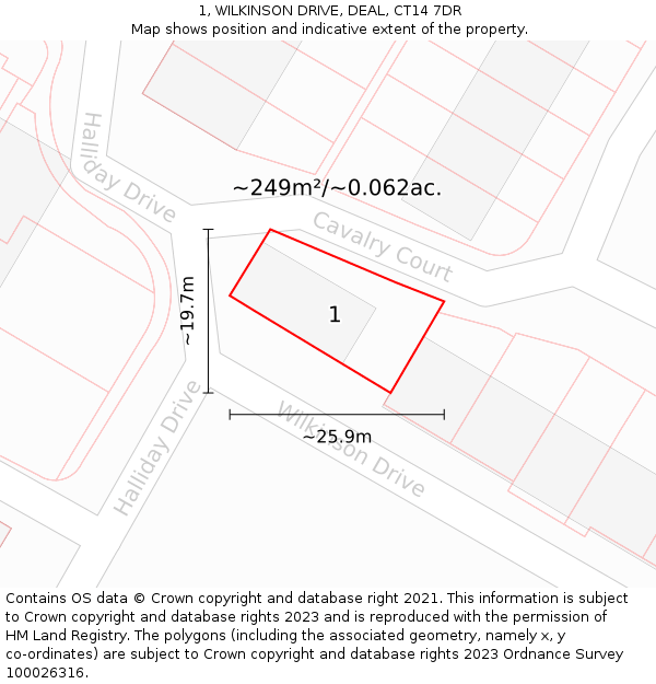 1, WILKINSON DRIVE, DEAL, CT14 7DR: Plot and title map