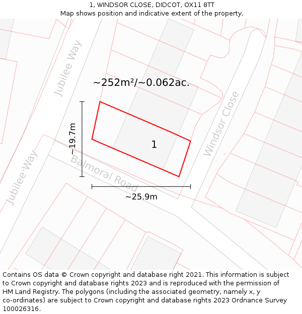 1, WINDSOR CLOSE, DIDCOT, OX11 8TT: Plot and title map