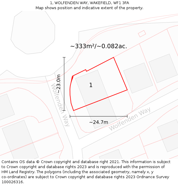 1, WOLFENDEN WAY, WAKEFIELD, WF1 3FA: Plot and title map