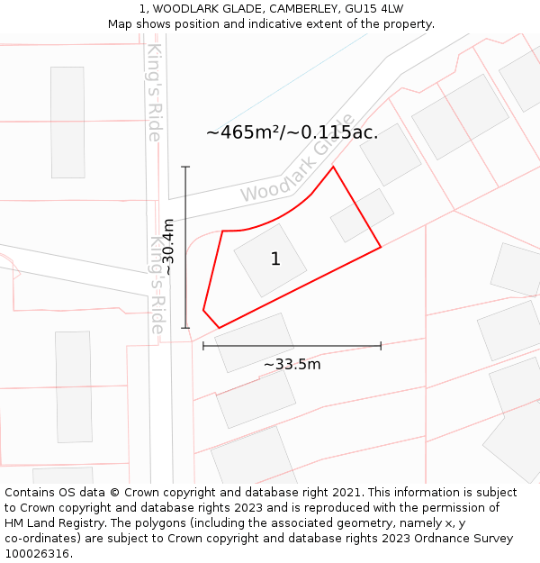 1, WOODLARK GLADE, CAMBERLEY, GU15 4LW: Plot and title map