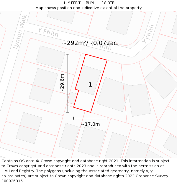 1, Y FFRITH, RHYL, LL18 3TR: Plot and title map