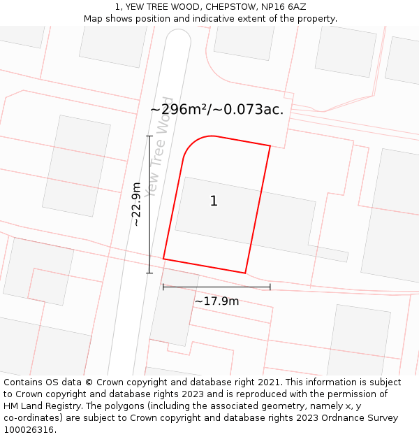 1, YEW TREE WOOD, CHEPSTOW, NP16 6AZ: Plot and title map