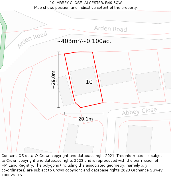 10, ABBEY CLOSE, ALCESTER, B49 5QW: Plot and title map