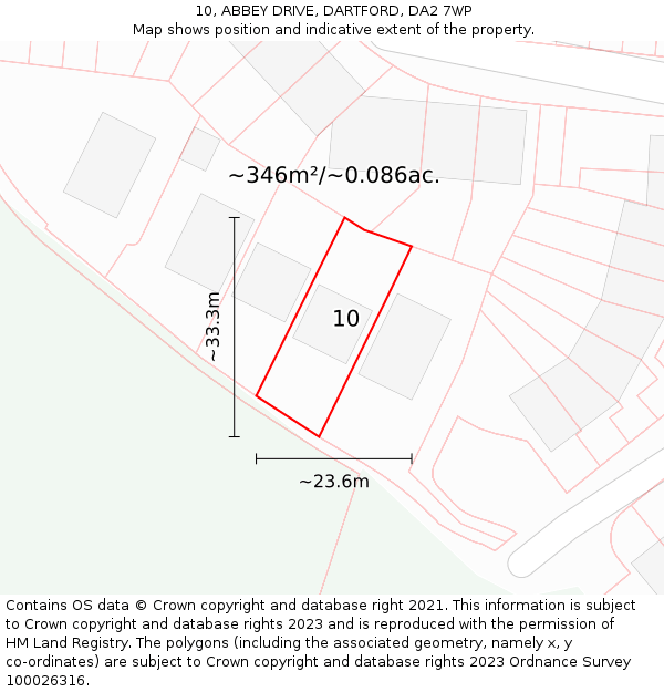 10, ABBEY DRIVE, DARTFORD, DA2 7WP: Plot and title map