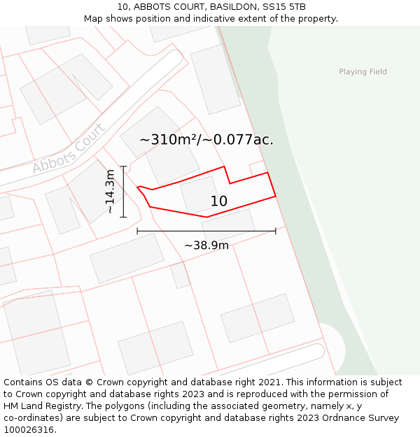 10, ABBOTS COURT, BASILDON, SS15 5TB: Plot and title map