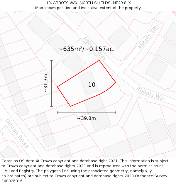 10, ABBOTS WAY, NORTH SHIELDS, NE29 8LX: Plot and title map