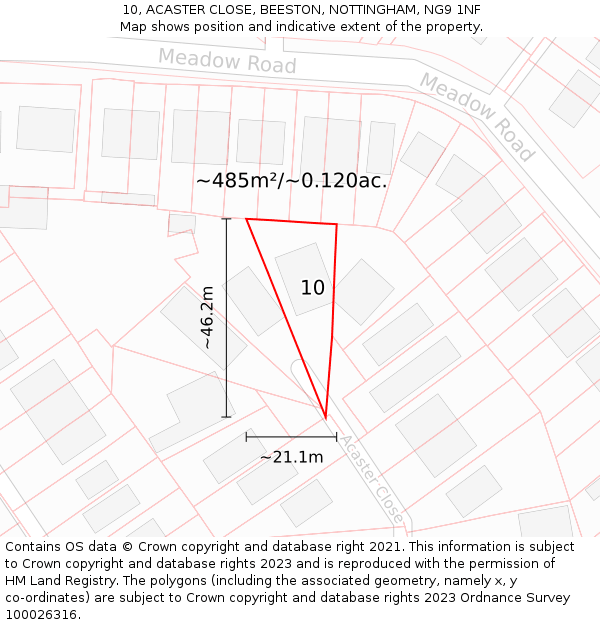 10, ACASTER CLOSE, BEESTON, NOTTINGHAM, NG9 1NF: Plot and title map