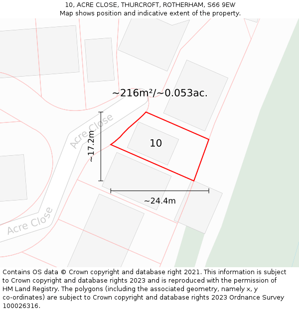 10, ACRE CLOSE, THURCROFT, ROTHERHAM, S66 9EW: Plot and title map