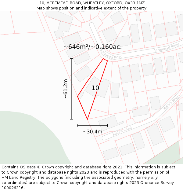 10, ACREMEAD ROAD, WHEATLEY, OXFORD, OX33 1NZ: Plot and title map