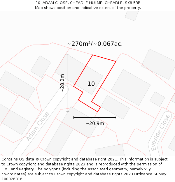 10, ADAM CLOSE, CHEADLE HULME, CHEADLE, SK8 5RR: Plot and title map