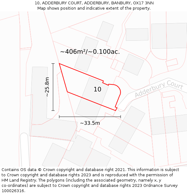 10, ADDERBURY COURT, ADDERBURY, BANBURY, OX17 3NN: Plot and title map