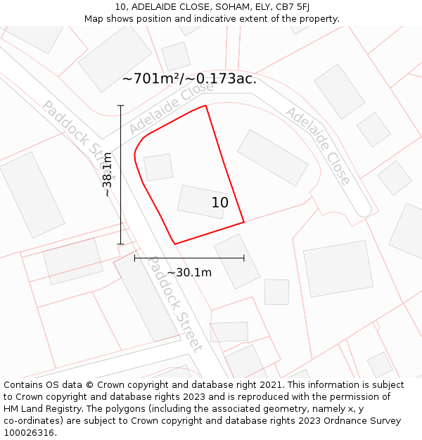 10, ADELAIDE CLOSE, SOHAM, ELY, CB7 5FJ: Plot and title map