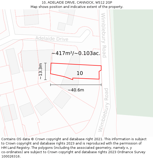 10, ADELAIDE DRIVE, CANNOCK, WS12 2GP: Plot and title map