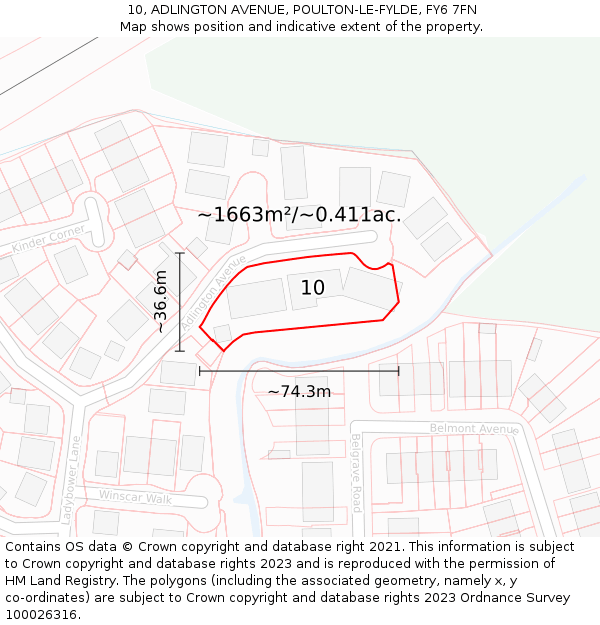 10, ADLINGTON AVENUE, POULTON-LE-FYLDE, FY6 7FN: Plot and title map