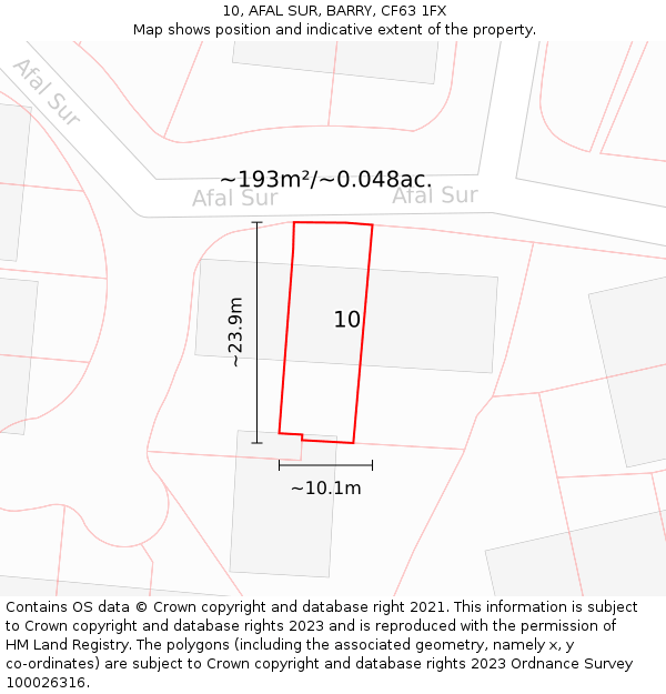 10, AFAL SUR, BARRY, CF63 1FX: Plot and title map