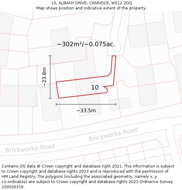 10, ALBANY DRIVE, CANNOCK, WS12 2GQ: Plot and title map