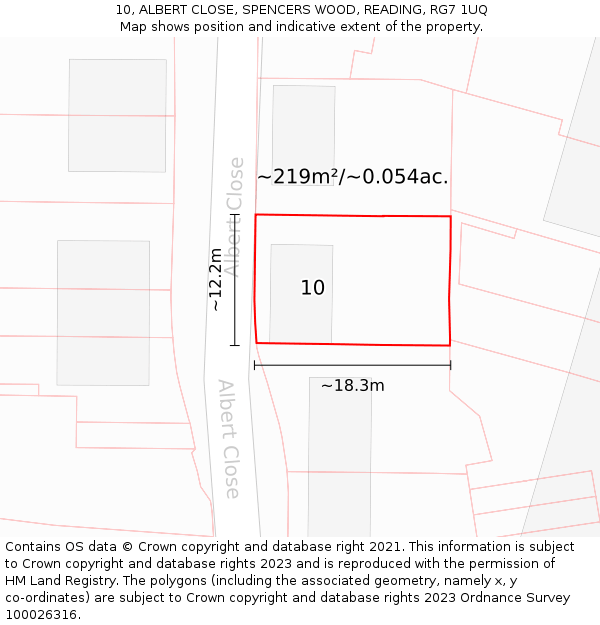 10, ALBERT CLOSE, SPENCERS WOOD, READING, RG7 1UQ: Plot and title map