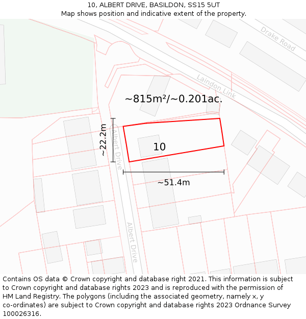 10, ALBERT DRIVE, BASILDON, SS15 5UT: Plot and title map