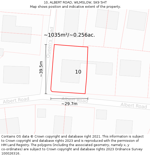 10, ALBERT ROAD, WILMSLOW, SK9 5HT: Plot and title map