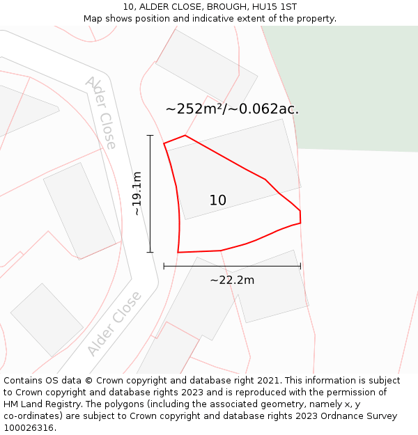 10, ALDER CLOSE, BROUGH, HU15 1ST: Plot and title map