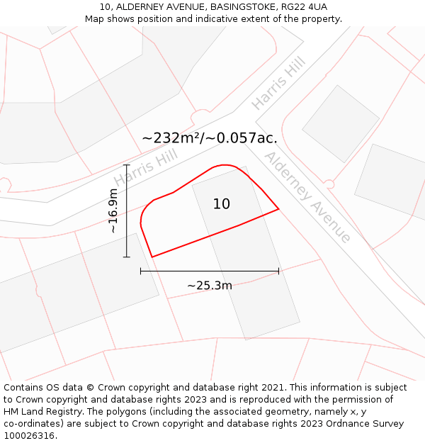 10, ALDERNEY AVENUE, BASINGSTOKE, RG22 4UA: Plot and title map