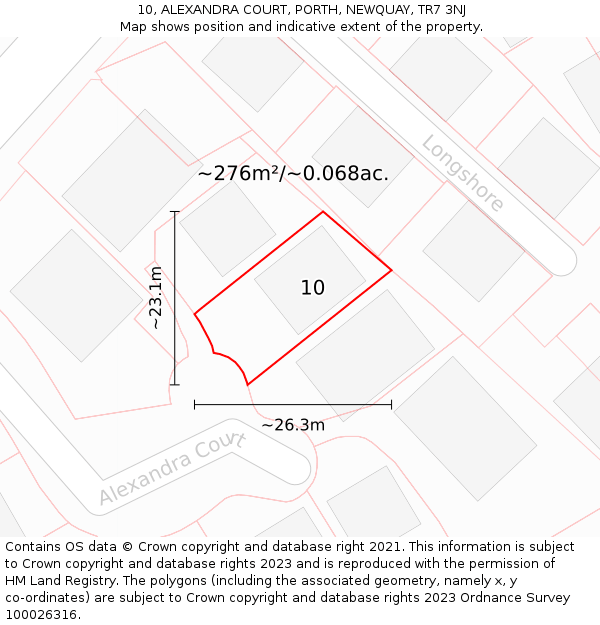 10, ALEXANDRA COURT, PORTH, NEWQUAY, TR7 3NJ: Plot and title map