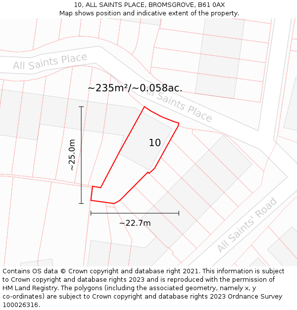 10, ALL SAINTS PLACE, BROMSGROVE, B61 0AX: Plot and title map