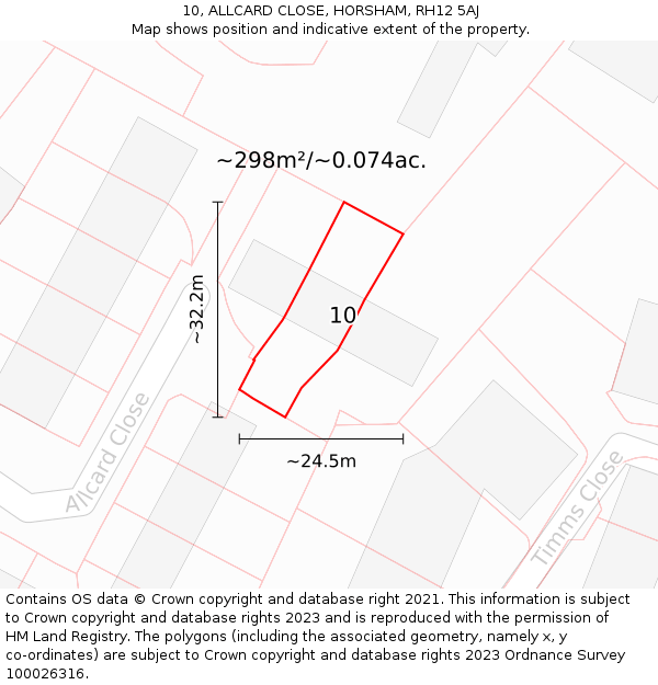 10, ALLCARD CLOSE, HORSHAM, RH12 5AJ: Plot and title map