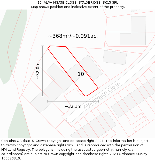 10, ALPHINGATE CLOSE, STALYBRIDGE, SK15 3RL: Plot and title map