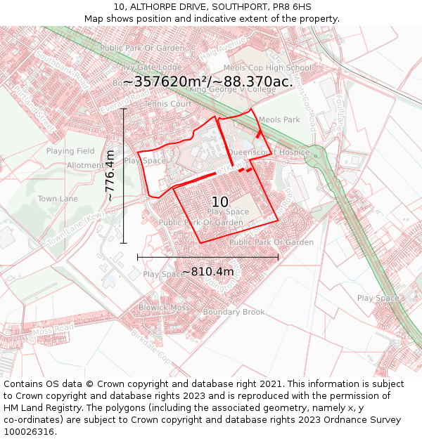 10, ALTHORPE DRIVE, SOUTHPORT, PR8 6HS: Plot and title map