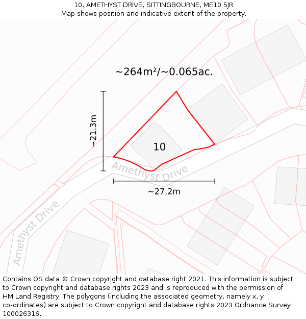 10, AMETHYST DRIVE, SITTINGBOURNE, ME10 5JR: Plot and title map