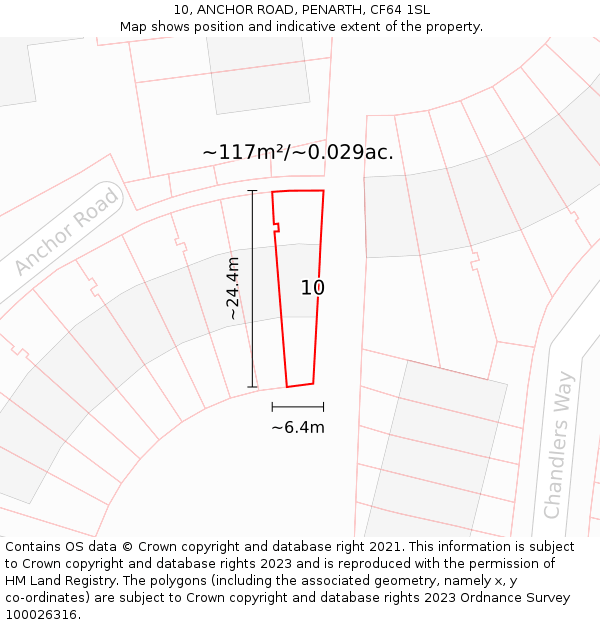 10, ANCHOR ROAD, PENARTH, CF64 1SL: Plot and title map