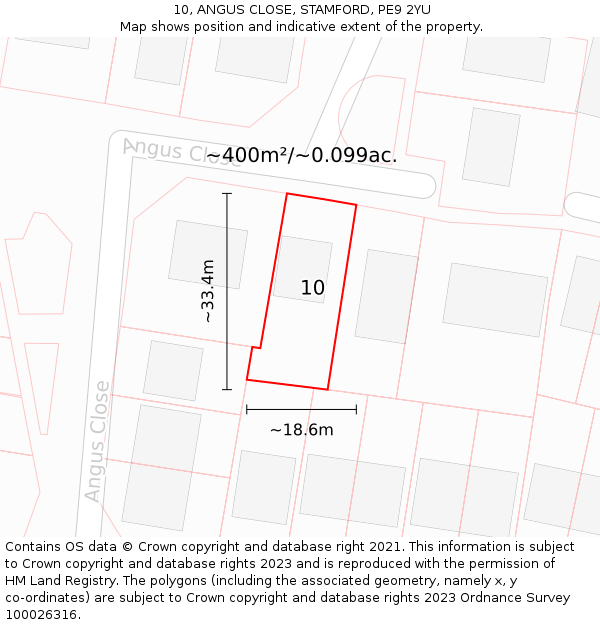 10, ANGUS CLOSE, STAMFORD, PE9 2YU: Plot and title map
