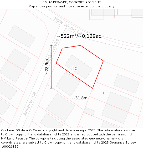 10, ANKERWYKE, GOSPORT, PO13 0HE: Plot and title map